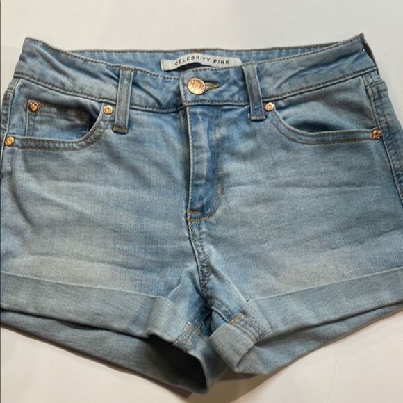 Celebrity Pink Womens Light Wash Denim Shorts Sz 1 - Picture 1 of 7